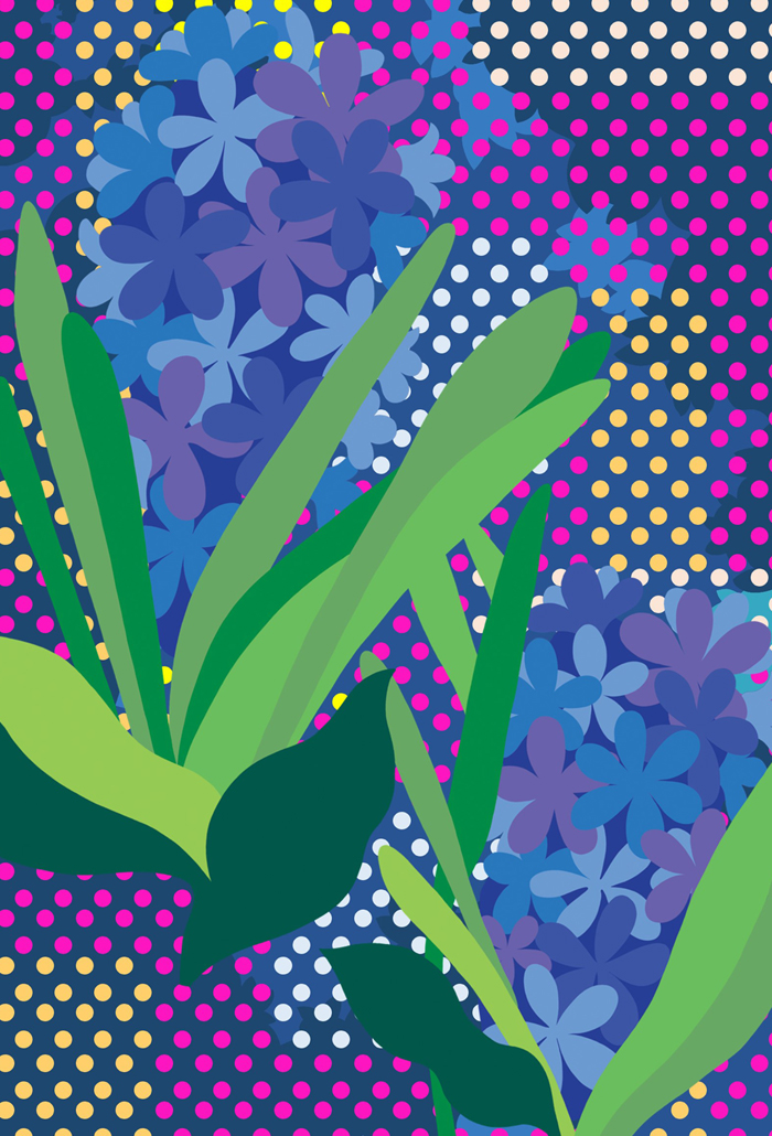 Blue Hyacinth on a patterned background